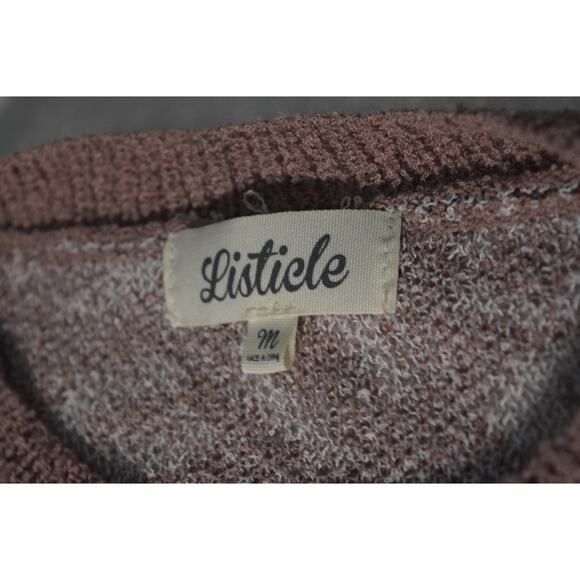 Listicle Women's Sz M Blush Brown Horseshoe Print Pullover Sweater Acrylic Blend - Picture 3 of 11